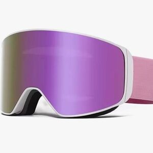 Ski/Snowboard Snow Goggles Magnetic OTG Dual Lens Anti-Fog UV400 Pink - NWT